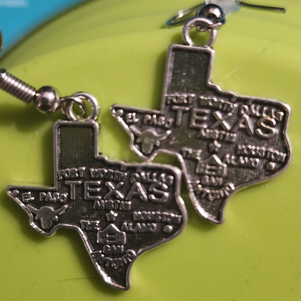 State Of Texas Silver Fashion Earrings